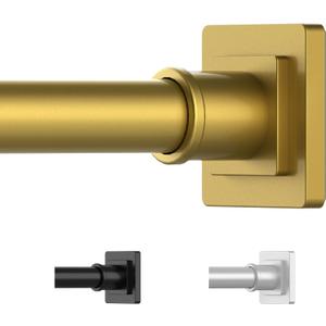 Gold Shower Curtain Rod 35-54 Inches Non-Slip Shower Rod Tension Mounted No Drill, Adjustable Tension Curtain Rod for Windows Bathroom