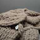 Chunky Knit Throw Blanket 50"X 60", 100% Handmade with Soft Chenille Yarn, 4.4lbs Thick Cable Knitted Blankets, Large Rope Knot Crochet Throws for Couch Sofa Bed Home Decor, Taupe