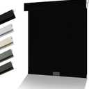 No Drill No Tools Blackout Roller Shades for Windows, Cordless Roller Blinds with Linen Fabric-Matched, Easy to Install Custom Shades for Home Office Door, Black, 20" W x 72" H