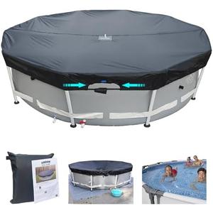 SIHAIAN 18 Ft Pool Cover, Quick Installation and Removal Above Ground Pool Cover, One-Piece Round Pool Cover, Waterproof, Preventing Waterlogging, UV and Weather Resistant Solar Swimming Pool Cover