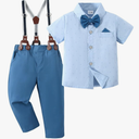 Boy Suit Toddler Boy Outfit Boy Dress Shirt with Bowtie/Suspender Pants Gentleman Wedding Outfits 3-4T