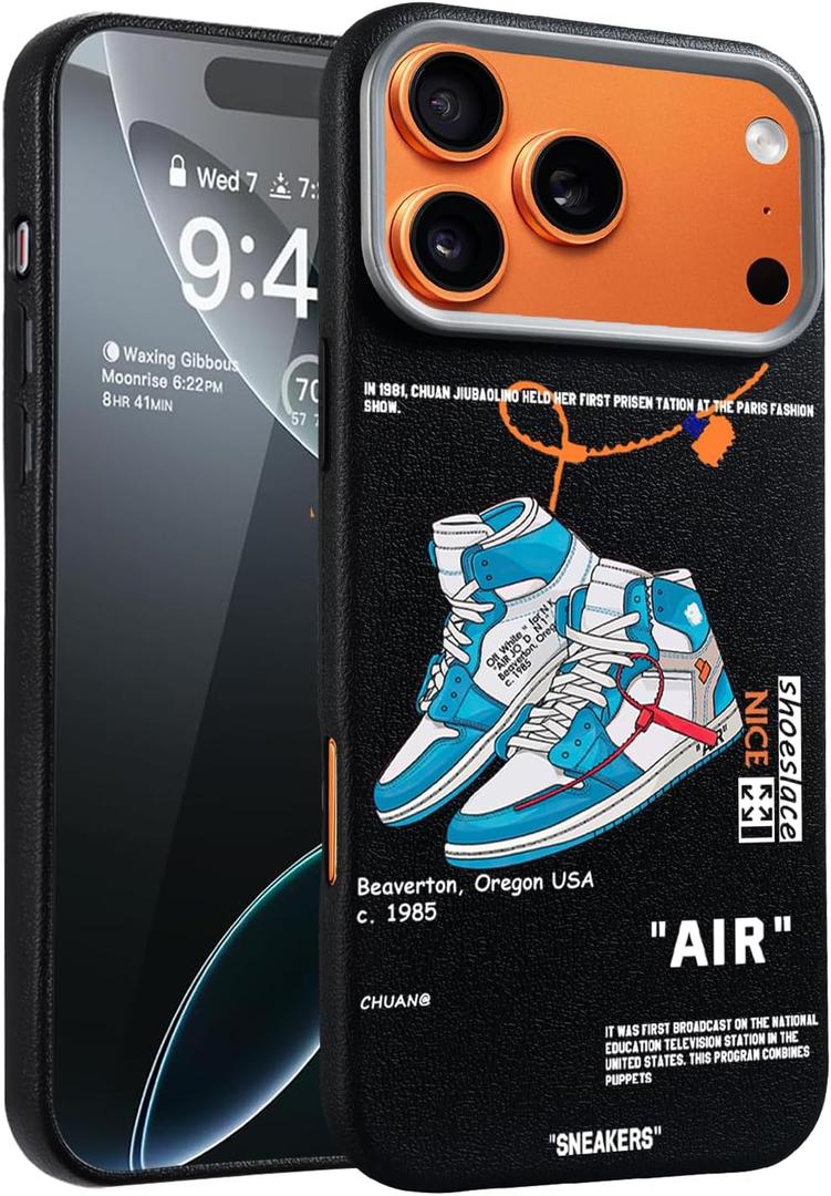 Cool Design Phone Case for iPhone 17 Pro Max Case for Boys Men Aesthetic Shockproof Basketball Sneaker Sports Designer Cases Compatible with iPhone 17 Pro Max (Black)