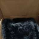 QMFUR Women's Furry Faux Fur Boots Fuzzy Fluffy Mid Calf Snow Boots Suede Warm Fur Lined Booties Flat Fashion Boots (7, Black 1)