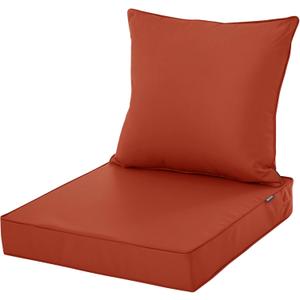 Outdoor Chair Cushions, Waterproof Fade Resistant Deep Seat and Backrest Cushion Set for Patio Furniture, Rust, 24x24 Inch, 1 Set