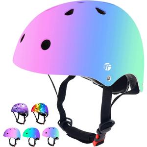 Adjustable Color Gradient Toddler Kids Bike Helmet for 3-5-8-14+Ages Girls Boys.Skateboard Bicycle Toddler Helmet 2-4 Years for Multi-Sports Cycling Scooter Inline Roller Skates Rollerblading, Medium
