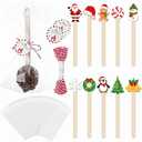 30 Sets Christmas Coffee Stir Sticks Christmas Hot Cocoa Stirrers Wooden Cocktail Coffee Stir Sticks with Bags Greeting Cards for Bar Supplies Xmas Office Lounge Milk Cocktail Hot Drinks, 10 Styles
