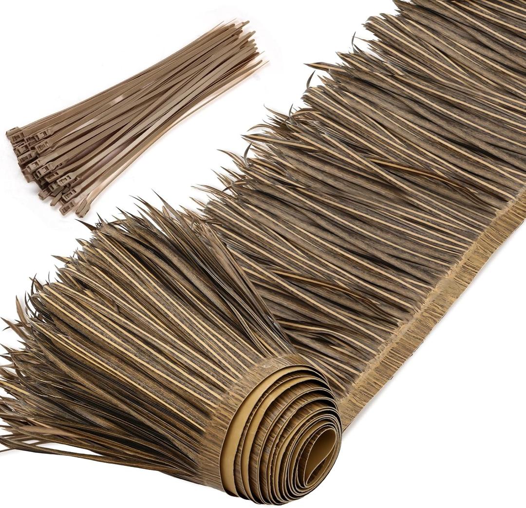 Yilloog Palm Thatch Roll Palm Thatch Runner Roll Mexican Style Straw Roof Panels Tiki Hut Palapa Straw Roofs Duck Blind Grass for Tiki Bar Hut Garden Patio(10 M/ 32.8 ft,Retro Style)