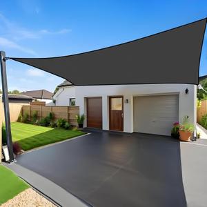 12'X16' Rectangle Sun Shade Sail Sun Shades Outdoor Patio | Cool Grey, 180GSM, UV Block, Tear & Fade, Breathable, SunShades for Patio, Garden, Yard, Deck