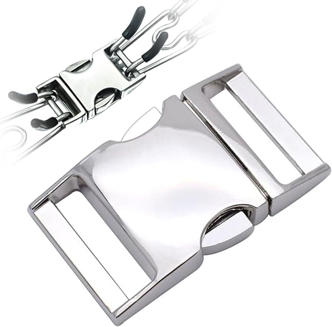 LonlyEagle Dog Collar Buckle,Fastener Stainless Steel Buckle for Prong Dog Training Collar & Quick Release with Buckle for Medium Large Dogs(Silver,M:2.8-3.2mm)