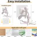 2 x 2 PCS 360Rotating Hanging Jewelry Organizer for Storage Necklace, Bracelets, Watches, Rings, Self-Adhesive Necklace Holder Organizer for Wall, Closet and Door, Bathroom, White