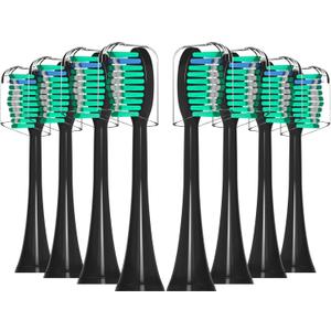 Replacement Toothbrush Heads Compatible with Adults AquaSonic Black Series Electric Toothbrush - Brush Heads Refills for Vibe Series, Duo Series Pro, 8 Pack, Black