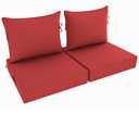 PZDJUMO Outdoor Chair Cushion, 24 x 24 Inch Waterproof Deep Seat Patio Cushions Set of 2, Loveseat Cushions for Outdoor Furniture, 4" Thick Patio Furniture Cushion with Handle Straps, Red