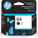 HP 64 Black Ink Cartridge for HP Printers | Works with Printer Series: ENVY Inspire 7950e; ENVY Photo 6200, 7100, 7800; Tango | Eligible for Instant Ink | N9J90AN