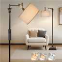 Scenekoy Vintage 68 Tall Smart LED Floor Lamp for Living Room Bedroom, Remote Control Traditional 350 Adjustable Swing Arm Standing Lamp with Linen Shade, Decor for Reading House Home Office