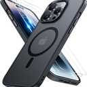 Miracase Magnetic for iPhone 14 Pro Max Case 6.7 inch (Compatible with MagSafe)with 2X Screen Protectors Military-Grade Protection, Anti-Fingerprint Translucent Matte Phone Case Cover, Black