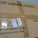 4 Step Ladder,Lightweight Folding Step Stool with Aluminum Wide Pedal& Convenient Handgrip,330lbs Capacity Steel Ladder for Household and Office(Black &Woodgrain)