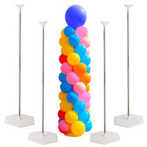 Balloon Stand Set of 4 Reusable Metal Balloon Column Stand Kits, 7FT Adjustable Telescoping Balloon Stands for Floor with Durable Bases for Graduation Birthday Baby Shower Party Decorations
