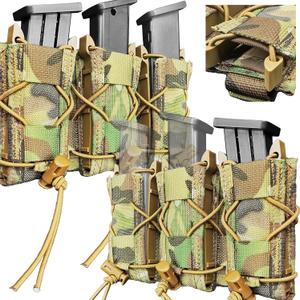 2PC Double Pistol Mag Pouch Molle, Tactical Open Top Handgun Magazine Holster, Universal Dual Stack Mags Holder for 38Spl / 9mm 40 Calibers,45 ACP Glock, SIG, S&W, M&P, 1911 etc