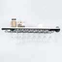 Industrial Wine Rack Wall Mounted with 5 Glass Holder,Wine Glass Rack Floating Wine Glass Shelf,36in Pipe Shelving Hanging Wood Shelves