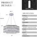 24 Crystal LED Chandelier with Remote Control Dimmable 3000-6500K Contemporary Luxury Chandeliers Modern Chrome Light Fixture for Dining Living Room Kitchen Island Foyer Entryway