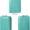 Linno RFID 20 Slots Credit Card Holder Genuine Leather Small Wallet for Women or Men with Zipper