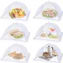 Large Food Cover,6 Pack Mesh Food Tent,17"x17",White Nylon Covers,Pop-Up Umbrella Screen Tents,Patio Net for Outdoor Camping, Picnics, Parties,BBQ,Collapsible and Reusable