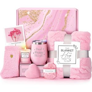 Mothers Day Birthday Gifts for Women Mom Wife Grandma Daughter Friends Sister, Unique Gifts for Women Her Girlfriend Teacher Coworker, Self Care Get Well Soon Gift, Luxury Rose Spa Bath Gift Basket