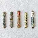 Hand Painted Mezuzah, Exquisite Enamel Mezuzah with Blue Crystal Accent