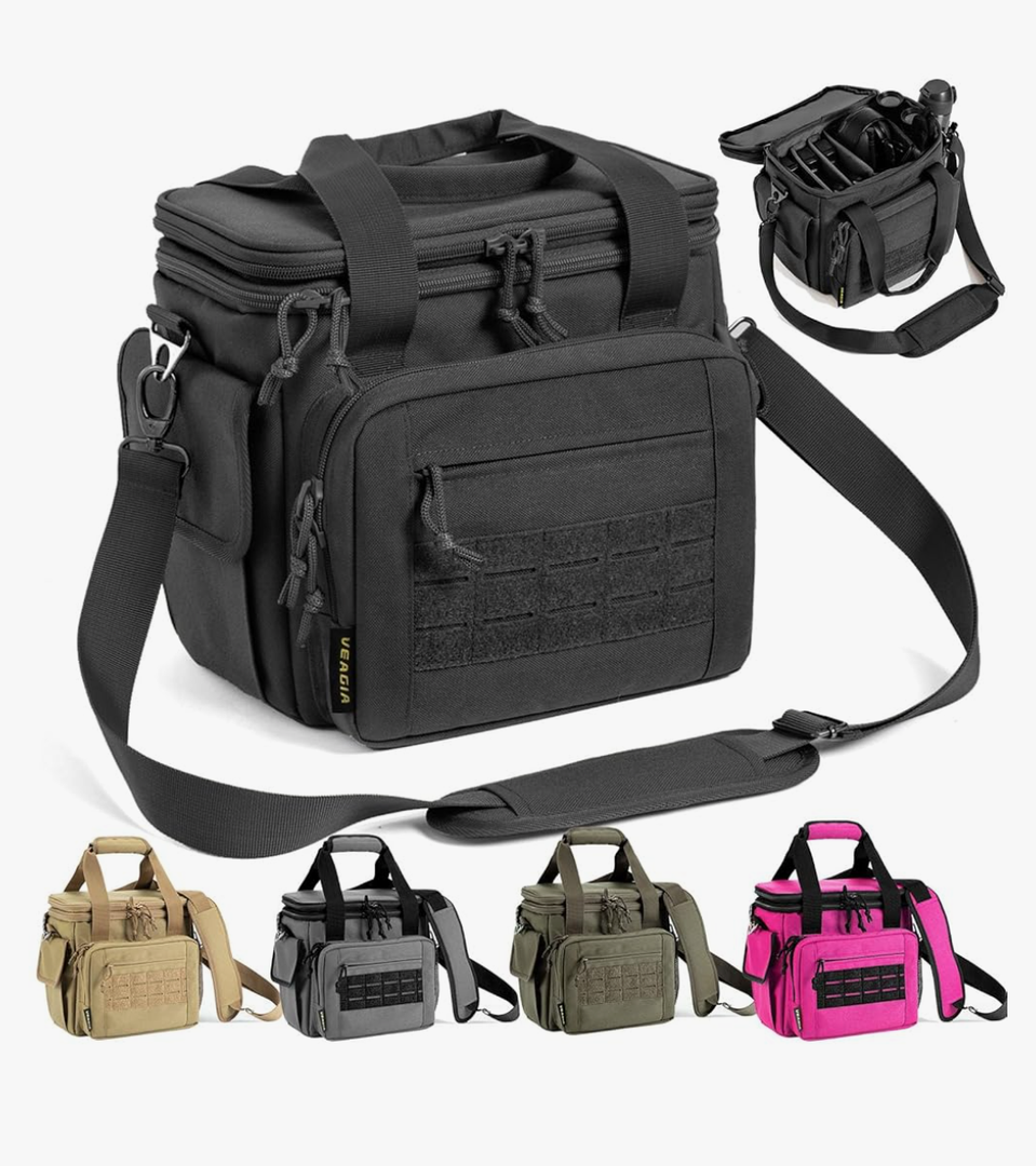 VEAGIA Range Bag,Pistol Case,Soft Gun Case Range Bags For Handguns And Ammo Safe Lockable Double Layer Explosion Proof Zipper That Multi Pistol Carrying Bags (Black 1.0)