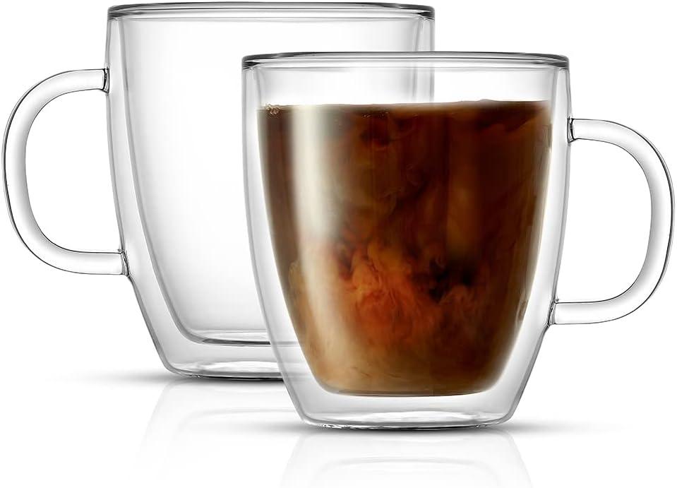 JoyJolt Savor Double Wall Insulated Glasses - Coffee Mug- 13.5-Ounces
