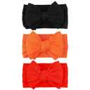 LemonSpce Handmade Halloween Thanksgiving Baby Bows for baby girls Stretchy Nylon Hair Bands Hair Accessories with Orange Headbands Bows for Newborn Baby Girls Infant Toddlers Kids Bow (Orange Black)