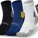 BRISIRA Coolmax Bamboo Viscose Kids Socks Compression Athletic Hiking Running Sports Boys Socks Moisture Wicking for Youth (Medium, Mixcolor-3pack)