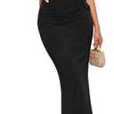 PRETTYGARDEN Women's Summer Maxi Dresses 2026 Sleeveless Ruffle Formal Wedding Guest Cocktail Party Prom Bodycon Split Dress, Size XS (Black)