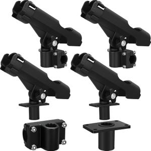 Threlaco Fishing Rod Holder for Boat Adjustable Rod Racks with Side Mount Bulk Swivel Pole Holders for Boats with Combo Mount, Fishing Accessories, Black
