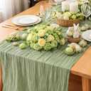 10 Pack Sage Green Spring Cheesecloth Table Runner, 120 Inch Boho Gauze Table Runners, Rustic Sheer Cheese Cloth Table Runners for Wedding, Baby Shower, Birthday Party, Home Decor