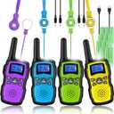 Wishouse Walkie Talkies for Kids Adults Rechargeable Long Range 4 Pack with 2 USB Chargers 12 Batteries,Family Walky Talky,Outdoor Camping Games Indoor Toys Birthday Xmas Gift for Boys Girls Children (Purple Blue Green Yellow)