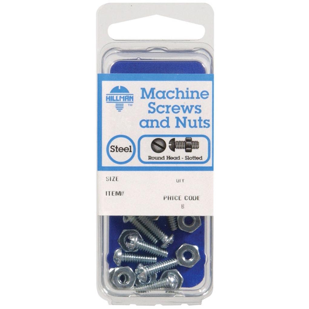 Hillman No. 8-32 in. x 1/2 in. L Slotted Round Head Zinc-Plated Steel Machine Screws 10 pk
