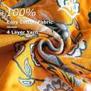 Boho Throw Blanket for Bed 100% Cotton Soft Lightweight Quilt Floral Embroidery Home Decor Spring Breathable Bed Blanket,80"x90" All Season Reversible Yellow Blankets for Sofa Couch Chair