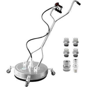 JANZ 24'' Pressure Washer Surface Cleaner with 4 Wheels,Dual Handle,Stainless Steel Housing, 4 Replacement Nozzle Cores and 2 Hose Adapters,Ideal for Driveways, Sidewalks,Patios,Decks Cleaning