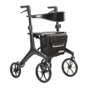 Drive Medical AeroCarbon Ultra-Lite Rollator, Strong Carbon Fiber Walkers for Seniors, Foldable Rollator Walker with Seat, Ultra Lightweight Rolling Walker, Just 11.5 Pounds, Black