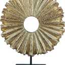 Modern Abstract Round Decorative Sculpture, Dining Living Room Desk Decor,Geometric Home Decor Statues,Shelf Top Decor Aesthetics, Coffee Tables or Office ShelvesGolden (14.17"golden)