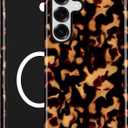 Magnetic Tortoise Shell Case for Samsung Galaxy S25 Plus, Compatible with MagSafe, Cute Brown Aesthetic Leopard Print Soft TPU and Hard PC Shockproof Protective Phone Cover for Women Girls