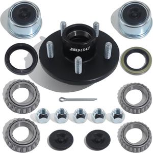 iBroPrat 1 Sets Trailer Hub Kit 5 Bolt 4.5, Trailer Axle Kit for 2000 lb 5 Lug Trailer Hub Fits 1" and 1-1/16" Spindle with Extra Dust Cap and Rubber Plug