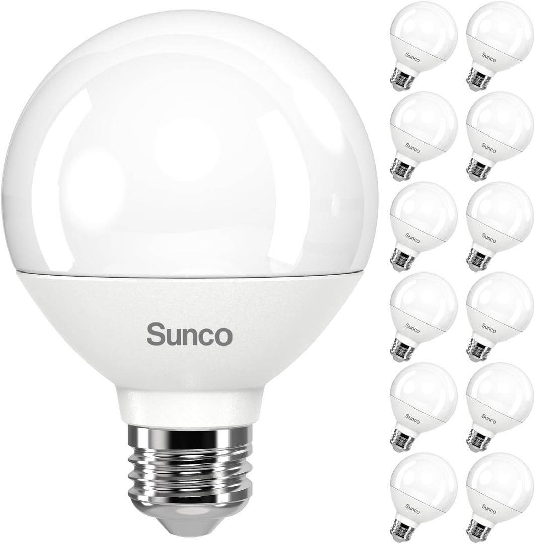 Sunco 6 Pack G25 LED Light Bulbs, Globe Vanity Lights for Bathroom High Output, 1000 LM, 11W (100W Equivalent), 5000K Daylight, Dimmable, E26 Base, Round Frosted Decorative Bulb UL