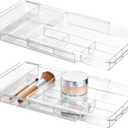 iDesign Makeup Storage Tray for Cosmetics or Jewelry, Set of 2, Clear Linus Expandable Drawer Organizer M2