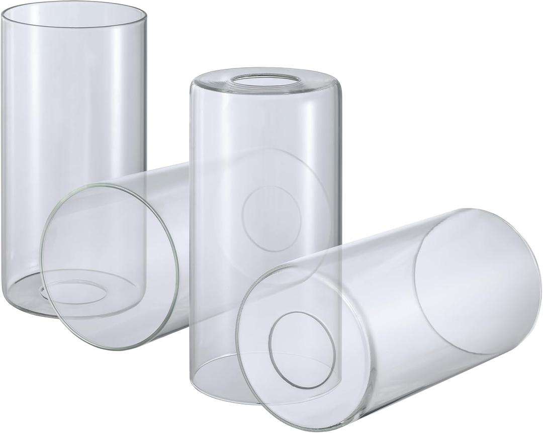 Aspen Creative 23647-60-4 Clear Glass Shade, 1-5/8" Fitter Size, 3-3/4" Diameter x 7-1/2" Height, 4 Pack