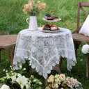 ARTABLE Rectangle Small Table Cloth Lace Macrame Vintage Tablecloth Shabby Chic Embroidered Oblong Table Cover for Wedding Banquet Holiday Long Dinner Tables (Offwhite, 33" x 33")