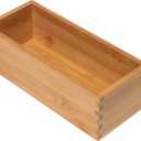 Lipper International Bamboo Wood Utensil Holder Storage Box for Cooking Tools, Makeup, or Office Supplies, 4" x 9 1/4" x 3"