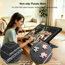 Felt Puzzle Board with Transparent Dust Cover for 500-1000 Pieces, Foldable Jigsaw Puzzle Table with Adjustable Tilting Stand & 8 Color Sorting Trays, Portable Non-Slip Mat, Gift for Puzzle Lover, Fits 500 And 1000 Piece Puzzles