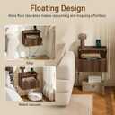 SoBuy Floating Nightstand with Charging Station and LED – Wall Mounted Bedside Table with Drawer and Shelf, Modern Floating Nightstand for Bedroom and Living Room, Walnut Wood Finish FBT180-E-N